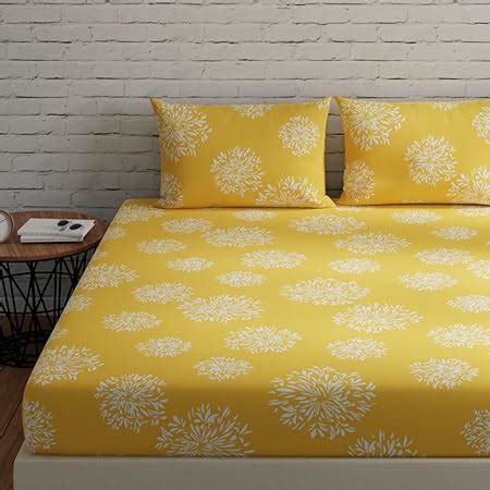 Huesland by Ahmedabad Cotton 144 TC Fitted Bedsheets Queen Size Cotton ...