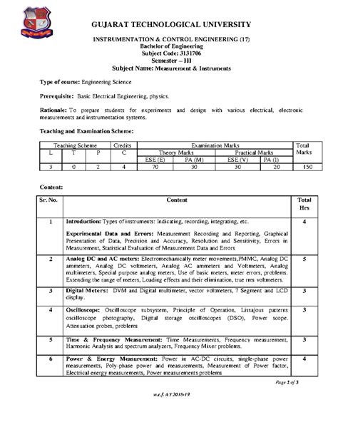 3131706 - 434635 - GUJARAT TECHNOLOGICAL UNIVERSITY INSTRUMENTATION ...
