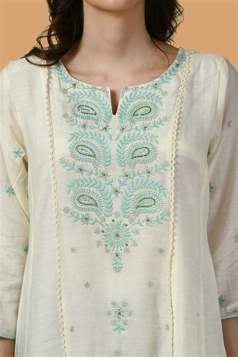 Cream Embroidered Solid Kurta Set – SABHYATA CLOTHING