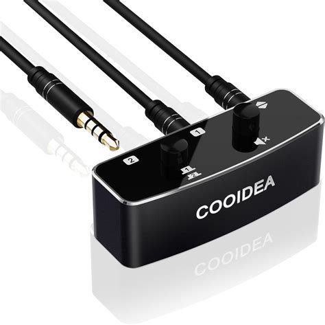 cooidea 3,5-mm-Jack-Audio-Switch 2-In-1-Out mit Stummschalttaste, 2/3/4 ...