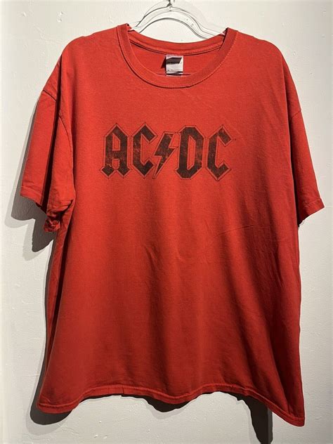 Vintage Ac Dc Shirt Men Xl Red Y2k Angus Young Band Rock Metal Tour ...