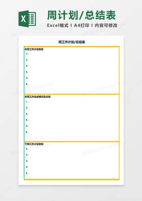 周工作总结表格Excel表格模板下载_熊猫办公