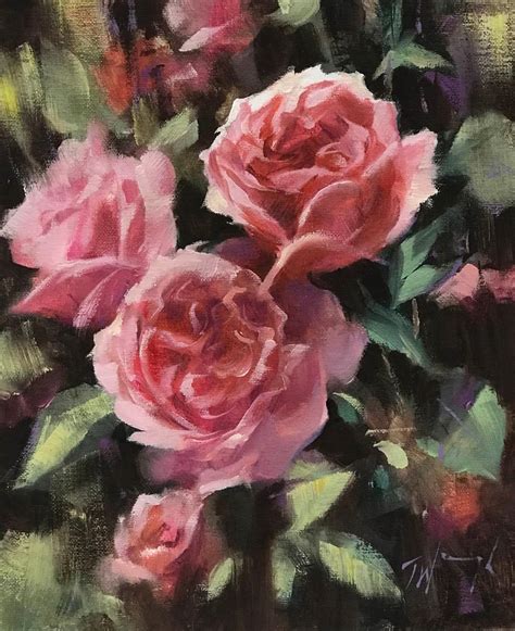 Trevor Waugh - Trevor Waugh, Pink Roses at Kew, Original Oil Paintings ...