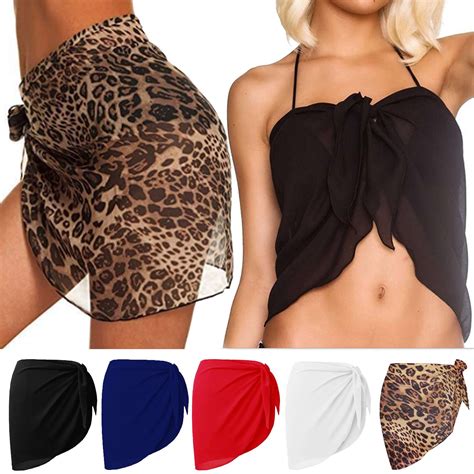 Gustave Women's Short Sarongs Beach Wrap Sheer Bikini Wraps Chiffon ...