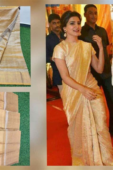 Samantha Ruth Prabhu inspired Uppada Rekha Tissue with Golden Zari ...