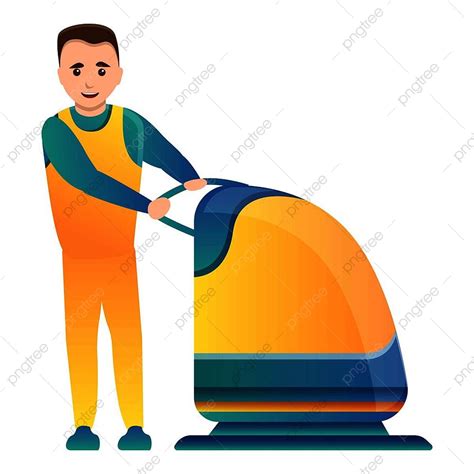 Man Use Floor Cleaning Device Icon, Style, Technology, Person PNG and ...
