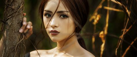 Download wallpaper beautiful, female, Vietnamese model, section girls in resolution 2560x1080