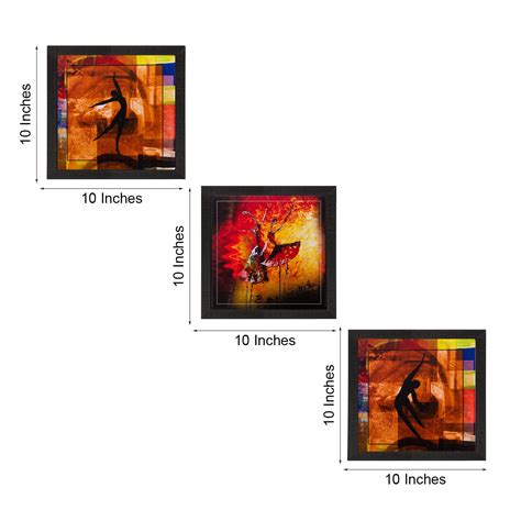Set Of 3 Dancing Figures Satin Matt Texture UV Art Painting ...