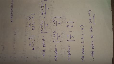 What is the midpoint of A and B when A has the coordinates of (-7, 1 ...