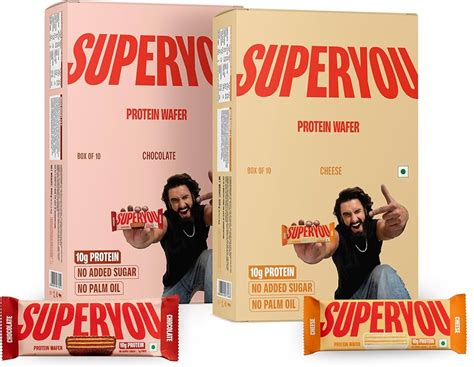 SuperYou Chocolate Protein Wafer Bars (Pack of 10) & Cheese (Pack of 10 ...