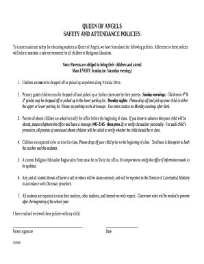 SAFETY AND ATTENDANCE POLICIES template Doc Template | pdfFiller