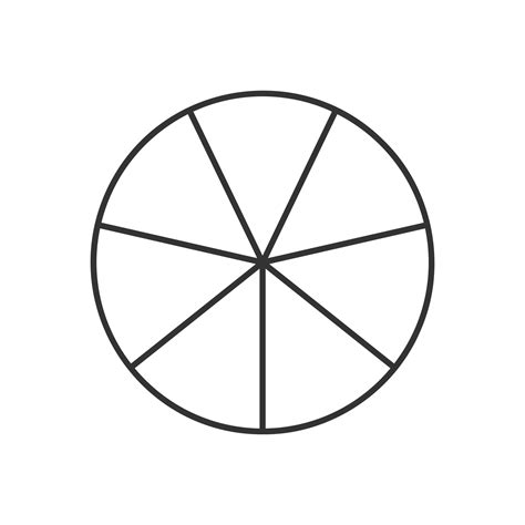 Circle divided in 7 segments. Pie or pizza round shape cut in seven ...