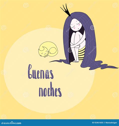 Buenas Noches In English Good Night. Inspirational Lettering Poster Or ...