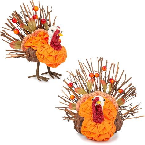 Amazon.com: Zcaukya 2 Pack Thanksgiving Turkey Decorations Indoor ...