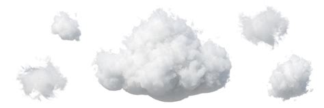 3d render fluffy white clouds isolated on white background | Premium Photo
