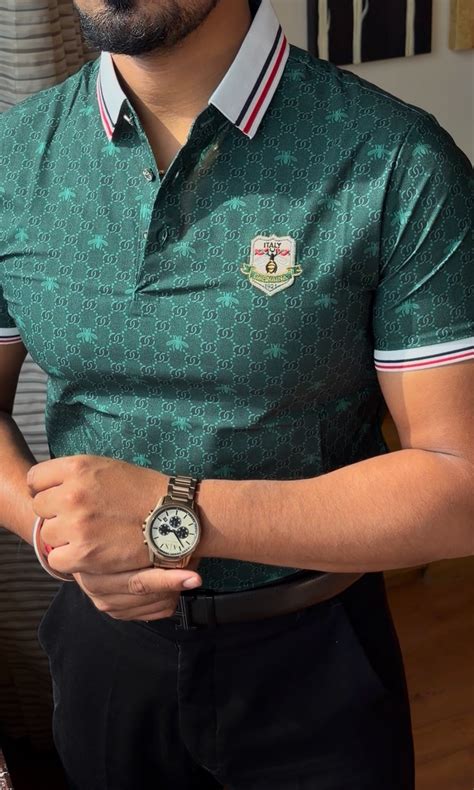 Textured Old Money Polo Tshirt - Green – Under Attack