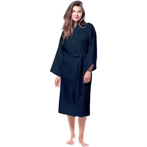 Pure Cotton Unisex Waffle Bathrobe - Navy Blue - Waffle Design ...