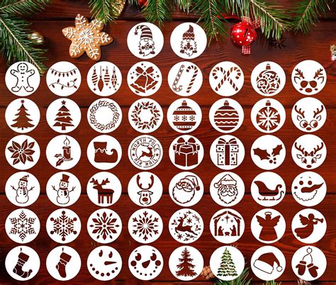 Christmas Stencils for Painting on Wood,3x3” Reusable Holiday Xmas ...