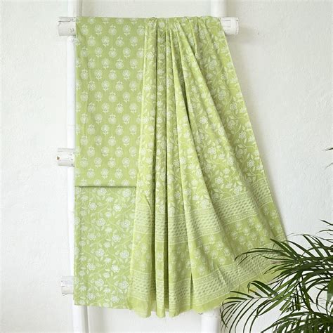 ROZANA-Pure Cotton Light Green With White Flower Motif Top And Flower ...