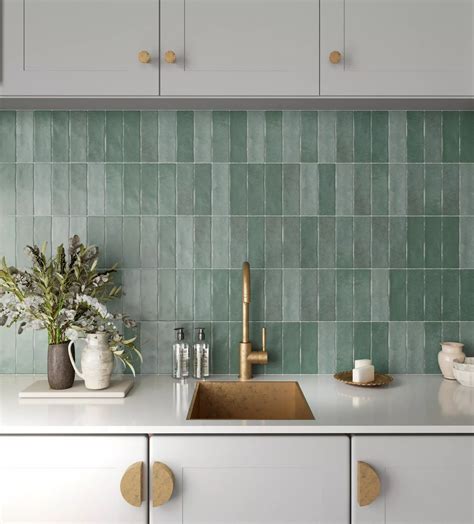Gradient Verde Subway Porcelain Tile Matte | Modern kitchen backsplash ...