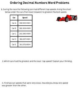 Image result for Ordering Numbers Word Problems
