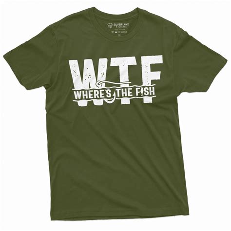 Men's Funny Fishing Shirt Funny WTF Where's the Fish T-shirt Fishing ...