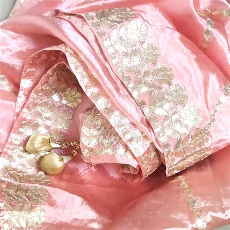 Peach Gota Embroidered Silk Dupatta – anokherang