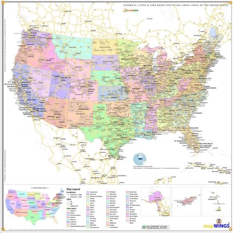 Map of | country: United States of AMERICA (USA) | on CANVAS with ...