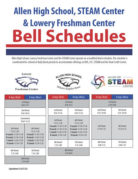 A-B Calendar & Bell Schedule | Allen High School