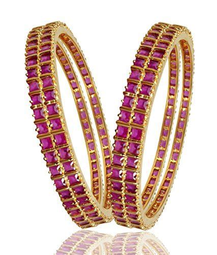 Buy AFJ GOLD Attractive Stylish Coloured Stone Gold-Plated Bangle Set ...