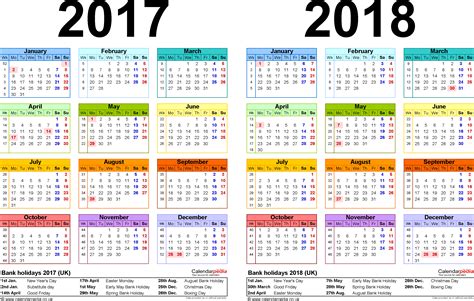 2017 2018 Two Year Calendar Free Printable Excel Temp - vrogue.co