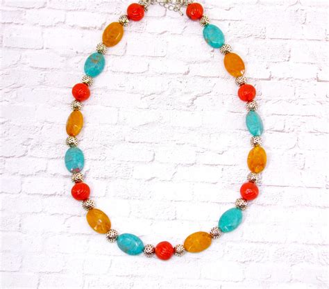 MULTI COLOR BEADED NECKLACE AND EARRING SET - Calisa Designs