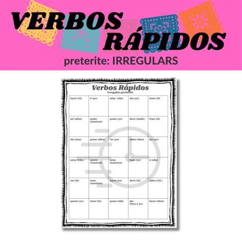 Spanish PRETERITE conjugation practice: IRREGULARS by Mandi Gaylord ...