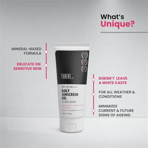 Thriveco: Daily Sunscreen Gel - Ultra-Light - Mineral Based SPF 50 PA ...