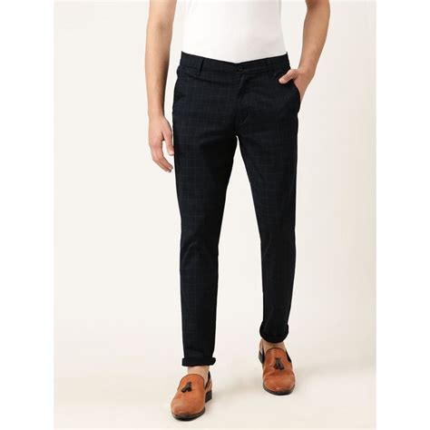 Buy The Indian Garage Co Men Black Checks Chinos Online