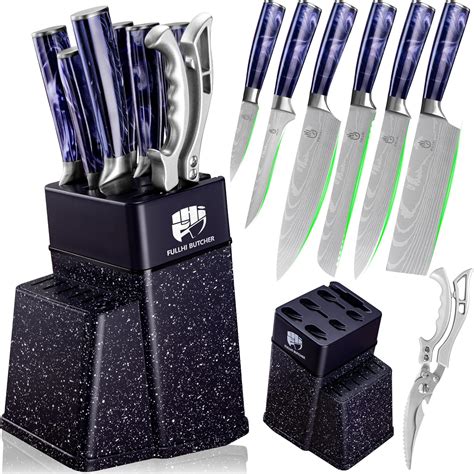 Amazon.com: FULLHI 8pcs block Knife Set,chef's Knves Set with Block and ...