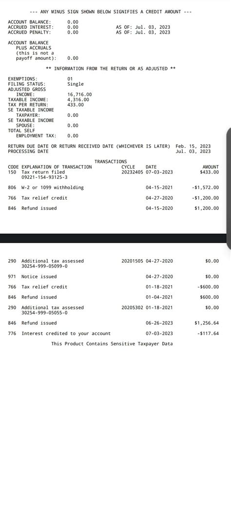 Tax Return Transcript Example 的图像结果