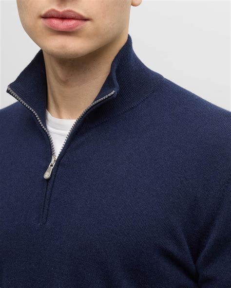 Brunello Cucinelli Men's Cashmere Quarter-Zip Sweater | Neiman Marcus
