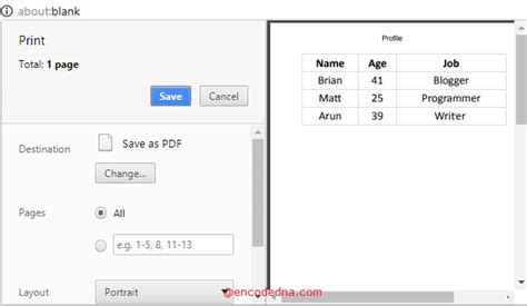 Convert HTML Table to PDF using JavaScript without a Plug-in