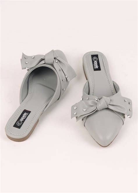 Get Crystal Embellished Bow Detail Mules at ₹ 829 | LBB Shop