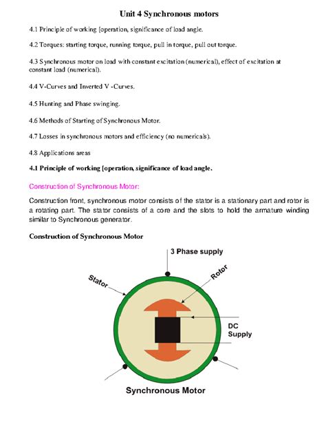 Unit 4 Synchronous motors - Unit 4 Synchronous motors 4 Principle of ...