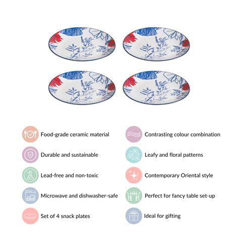 Oriental Blossom Snack Plates Set Of 4 7 Inch Online - Premium Snack ...