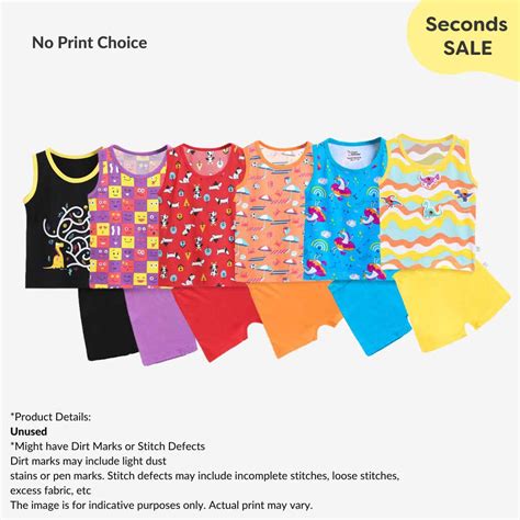 Pack of 6 Top & Shorts Set (with Dirt Marks/Stitch Defects) - No Print ...