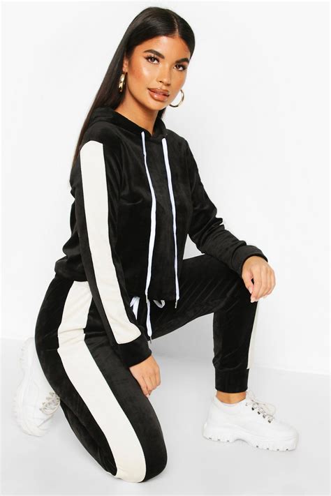 Petite Sport Stripe Velour Tracksuit | Sportswear women, Velour ...