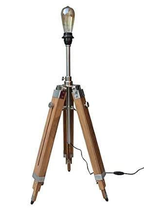 Nauticaz 3 Fold Teak Wood Tripod Floor Lamp Light in Nickle Fitting ...