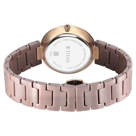 Buy Online Titan Purple Ceramics Quartz Analog Brown Dial Ceramic Strap ...