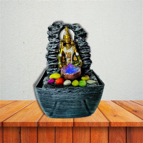 Statonio 7 Inch Lord Shiva Polyresin Table Top Indoor Outdoor Water ...