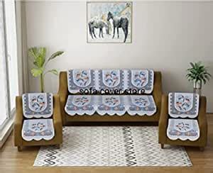 Onterio Royal Look 5 Seater Blue Net Sofa Covers (Grey01, 7) : Amazon ...