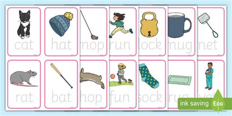 Trace the Rhyming Words Flashcards | CVC Words