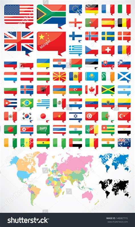 Flags World Map Stock Vector (Royalty Free) 148987715